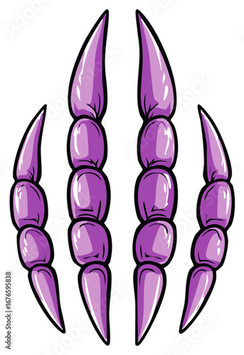 Purple segmented monster claws or scorpion stinger scratch marks illustration
