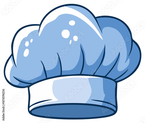Light Blue Cartoon Chef Hat Vector Illustration for Professional Cooking and Culinary Arts