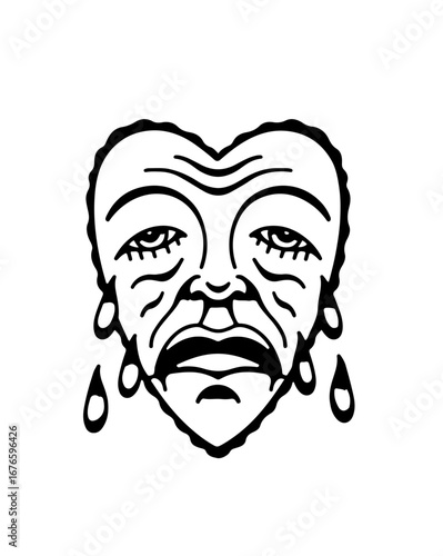 Heartbroken face expressing sadness and grief, a symbol of sorrow and emotional pain