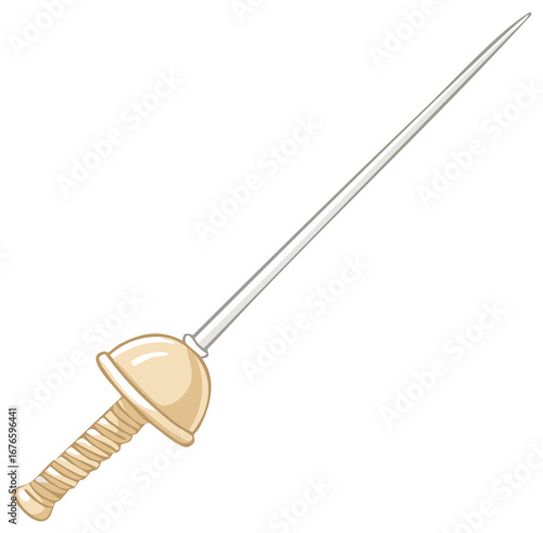 Classic fencing foil or epee weapon sporting equipment for competitive combat illustration