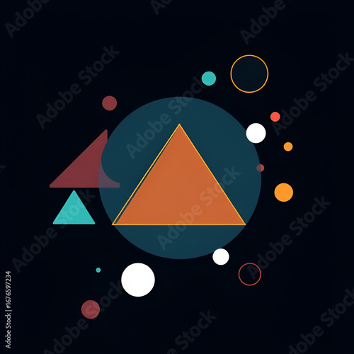Trendy triangles lines, round elements and circles. Vector Illustration For Wallpaper, Banner, Background, Card, Book Illustration, landing page
