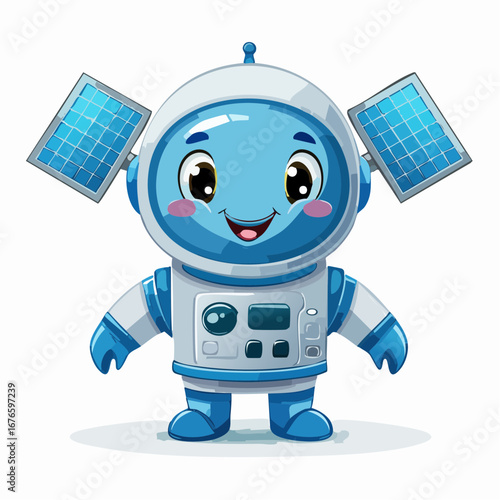 Cute smiling robot astronaut character