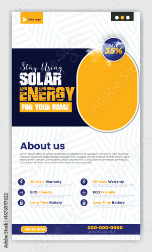 Solar energy panel and power saving Flyer and poster design
