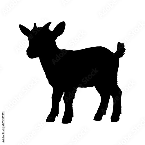 Baby Goat silhouette icon vector flat illustration on white background.