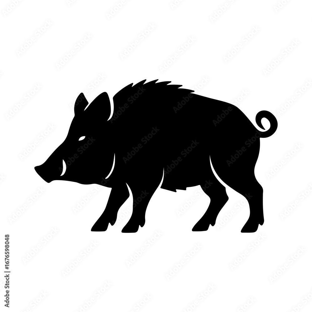 Obraz premium Boar silhouette icon vector flat illustration on white background.