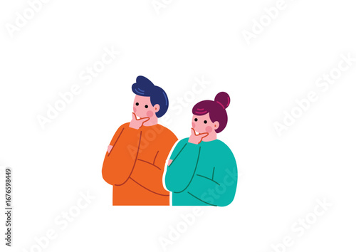 考え事をする男女