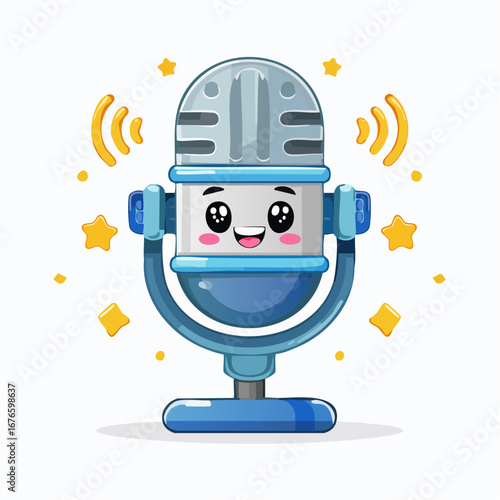 Cute Cartoon Microphone Mascot Illustration