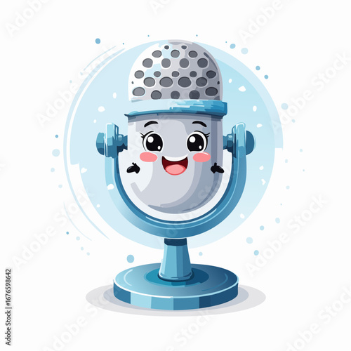Cute Cartoon Retro Microphone Character