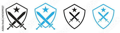Shield and Swords Vector Emblem – Minimal Security and Protection Badge Icon