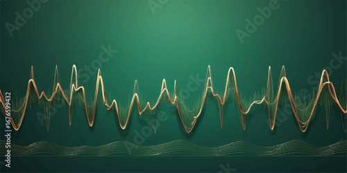 Vector cardiogram of heart technology on a business chart with a financial wave graph
