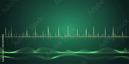 An abstract digital wave illustrates the frequency of a green energy heartbeat