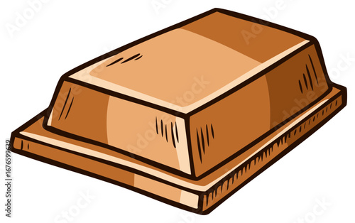 Illustrative Gold Bar Sitting on Base Wealth Concept Cartoon Style