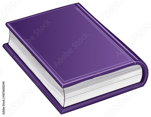 Simple vector illustration of a closed purple hardcover book for education and literature