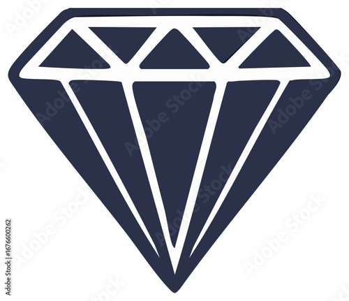 Dark Blue Diamond Icon Isolated on White, Gemstone, Jewelry Symbol