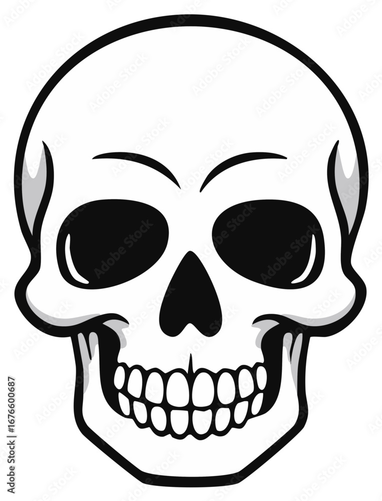 Fototapeta premium Stylized Skull Illustration with Black Eye Sockets and Teeth