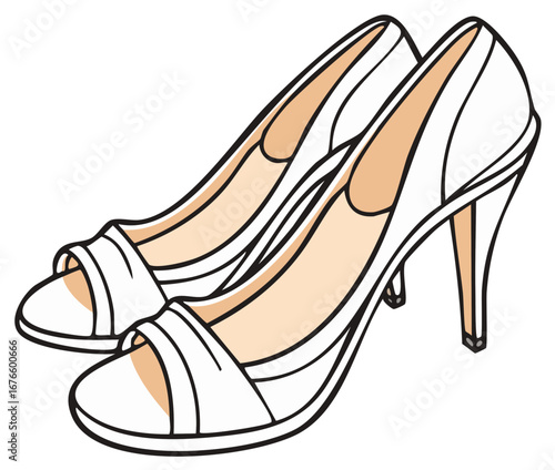 Elegant white high heel shoes illustration