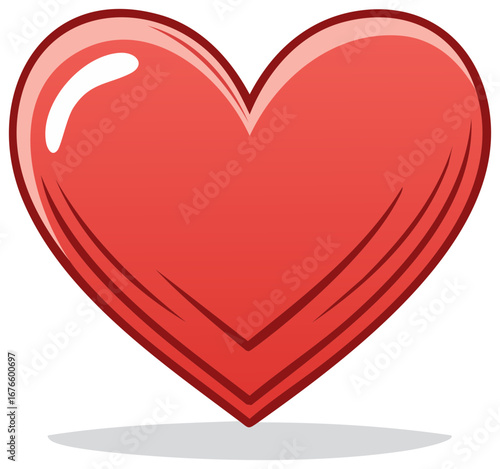 A vibrant red heart illustration symbolizing love romance health and passion isolated