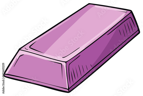 Pink metallic bar illustration, stylized financial element, gold bar representation.