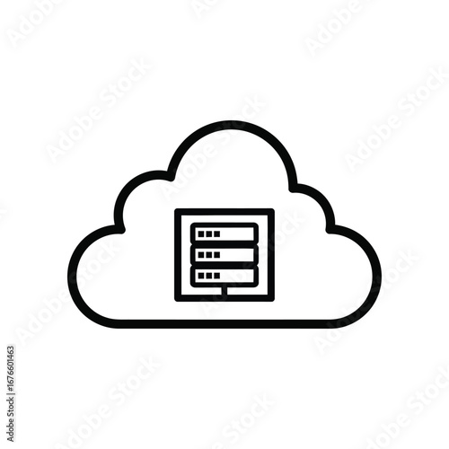 Cloud Computing: A clean and crisp graphic depicts a stylized cloud housing a server, perfectly embodying the essence of cloud computing and data storage.