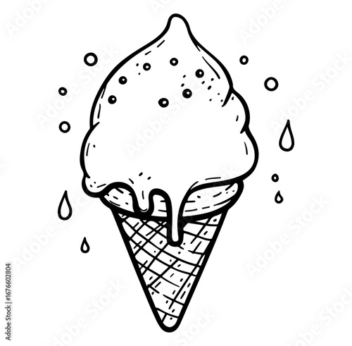A charming hand-drawn illustration of an ice cream cone capturing the essence of summer fun. Perfect for food lovers and dessert enthusiasts!