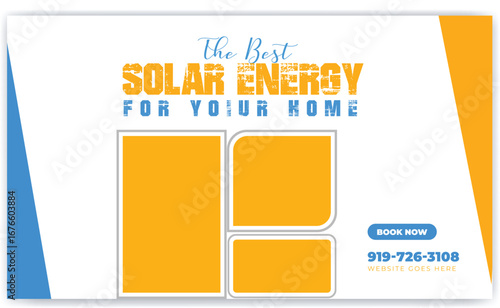 Solar energy panel and power saving social media banner design