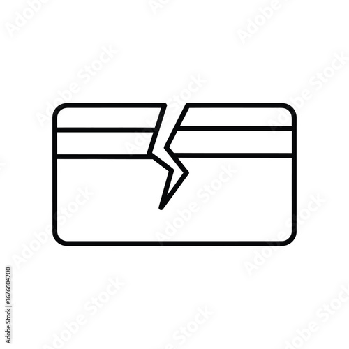 Credit Card Crisis: A stark monochrome image depicts a credit card fractured with a jagged crack, symbolizes financial instability, risks, overspending.