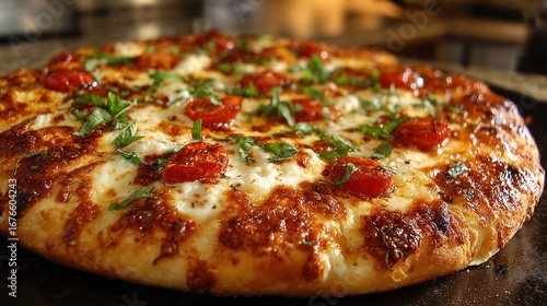 Wallpaper Mural Delicious homemade pizza with fresh ingredients kitchen setting food photography warm environment close-up culinary delight Torontodigital.ca