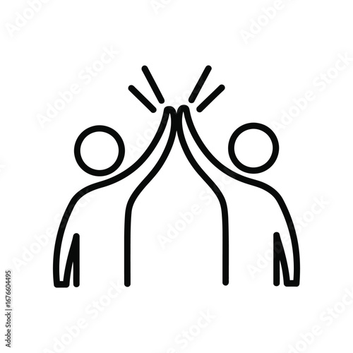 High Five Icon: A minimalist icon captures the essence of unity and agreement, depicting two figures joining hands in a gesture of high five. conveying the essence of partnership.