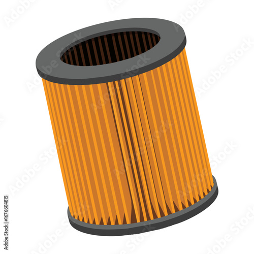 Flat illustration car filter icon. Vector automotive spare parts symbol isolated on white background, perfect for web design, mechanics, and car repair visuals.