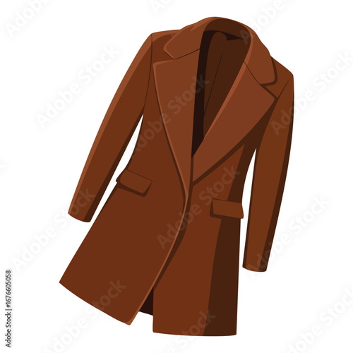 Flat coat vector icon for modern man and woman isolated on white. Perfect element for web, fashion, style, and clothing themed illustrations.