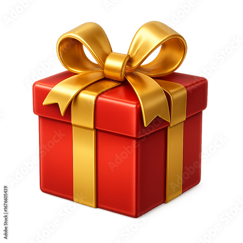 Red gift box with gold ribbon festive celebration concept