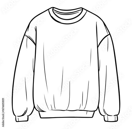 Minimalist Outline of a Cozy Sweatshirt in a Hand-Drawn Style