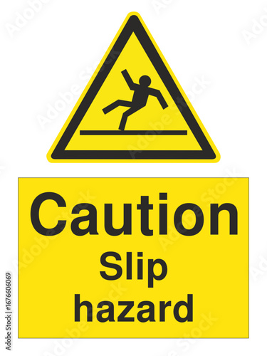 classic slippery when wet warning danger person pedestrian sign in yellow triangle symbol vector isolated on transparent background