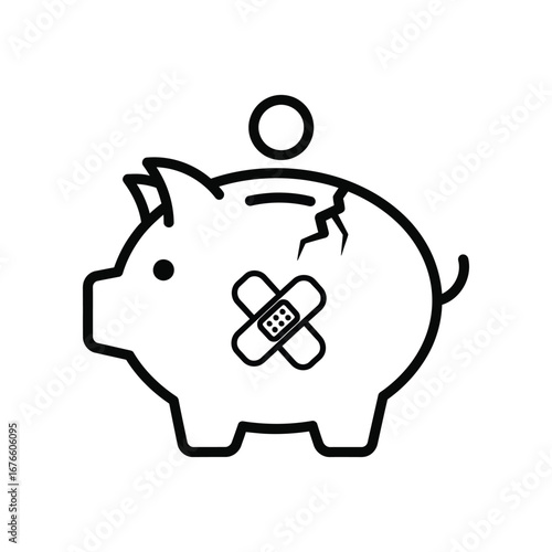 Financial Struggles: A stark, symbolic illustration depicts a piggy bank bearing a bandage, signifying financial fragility and the need for careful money management.