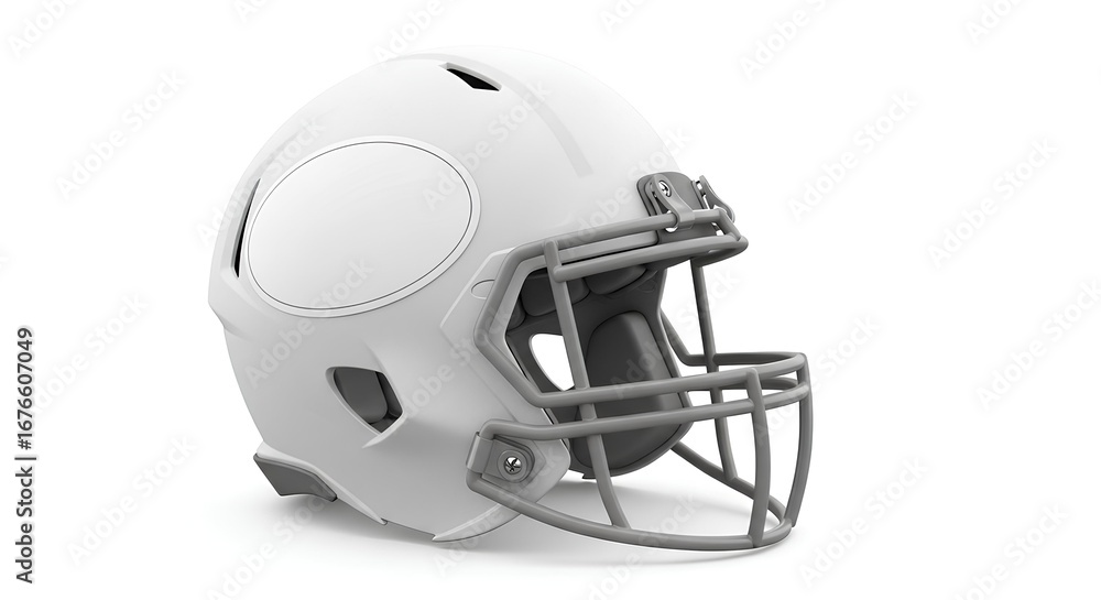 Fototapeta premium Blank American Football Helmet on White Background, Sports Equipment Mockup