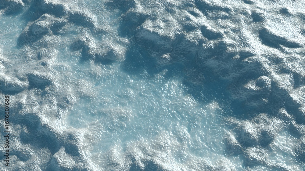 Fototapeta premium A textured surface of cool, light blue, with subtle ripples and undulations, evokes an icy landscape or a smooth, frozen river.