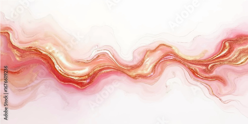 Flowing red and pink lines create an abstract wave of color for a smooth, motion-filled background illustration