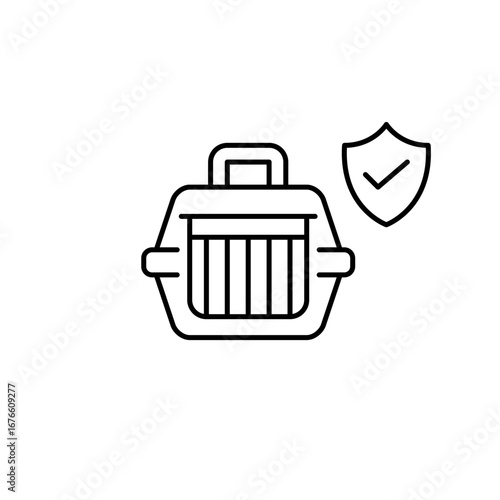 Verified pet transport, trusted carrier safety, secure animal travel. Pixel perfect, editable stroke vector icon