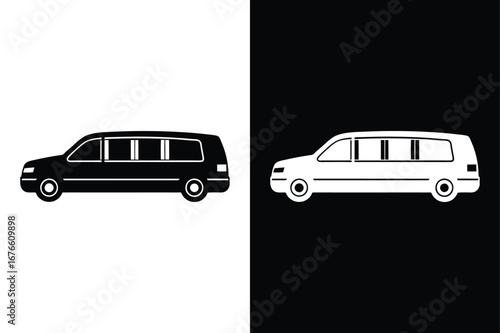 Classic Stretch Limousine Graphic. Minimalist Black and White Icon