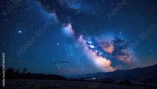 Mesmerizing celestial display of countless stars illuminating the night sky, creating a breathtaking panorama Perfect for astronomy, travel, and nature themes , glimmer, nocturnal