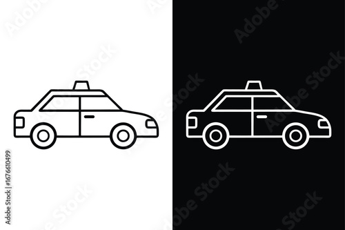 Police Car Line Art Icon. Clean and Minimal Vector Illustration