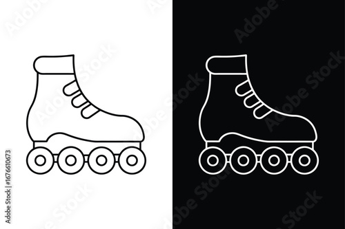 Rollerblades Line Art Vector. Minimal Icon for Sports and Skating Design