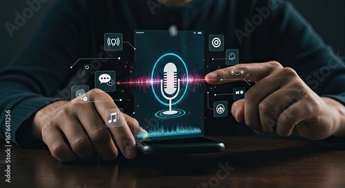 Record a captivating podcast with this modern mobile app interface, perfect for broadcasting, streaming, and engaging with your audience through social media channels
