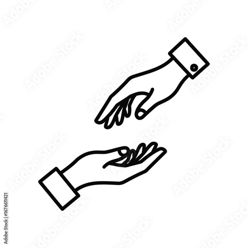 Reach and Support: Two hands reaching towards each other, embodying the concepts of assistance, partnership, and offering a helping hand.
