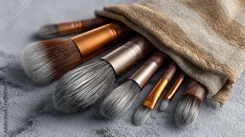 Luxurious Makeup Brush Set in Elegant Pouch