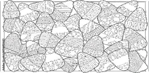 Candy corn sweets vector coloring page. Candy corn with ornament.