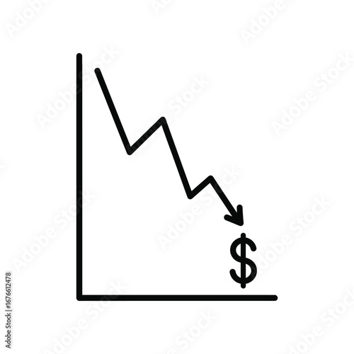Decline of Dollar: A stark visual representation of financial challenges, featuring a descending arrow and a dollar sign to symbolize the downturn and economic concerns.