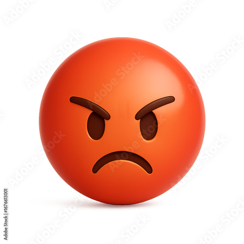 Mad angry face emoji illustration on black background