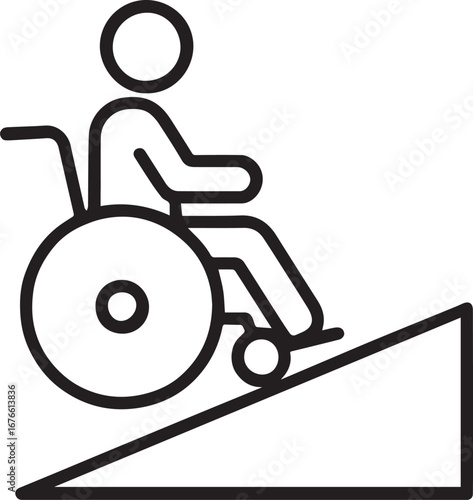 Wheelchair ramp accessibility line vector icon on white background