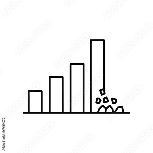 Graph Collapse: A stark visual representation of decline, symbolized by a graph that loses structural integrity, visually depicting a loss of value, market crash, or failure.